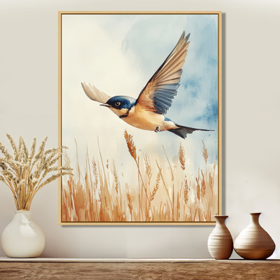 Bird Swallow Over The Fields I - Bird, reproduction d'art encadrée
