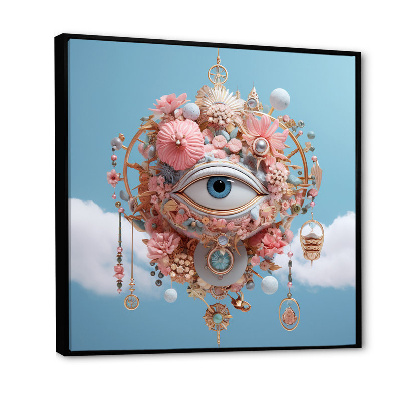 Œil du surréalisme sur toile, Cadre flottant noir, H 24 po x l 24 po x P 1 po