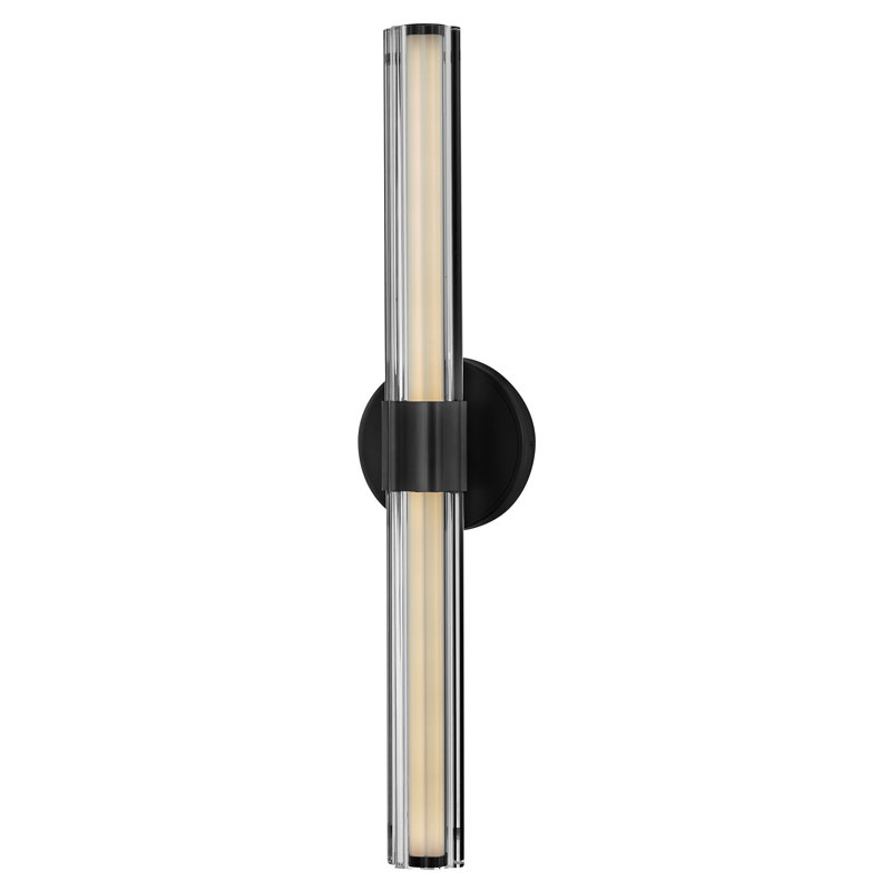 Georgette Integrated LED Bath Vanity w/ Clear Fluted Crystal Shade, Textured Black Oxide