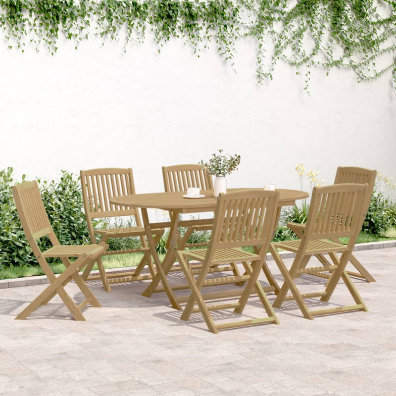 Acacia Solid Wood Patio Dining Set, 6