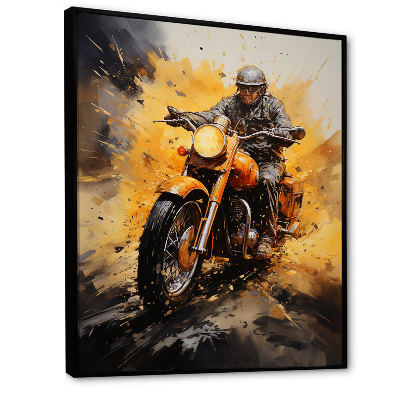 Yellow Dirt Bike Adventure III, Cadre flottant noir, H 32 po x l 24 po