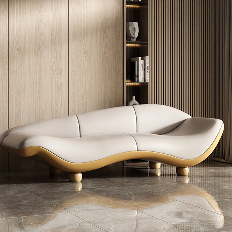 Chaise longue d'intérieur en bois massif Minimalist, Face à la droite, Beige