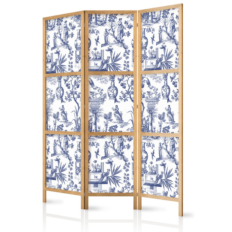 171cm H Solid Wood Folding Room Divider, 171cm H x 135cm W x 1.2cm D, 3