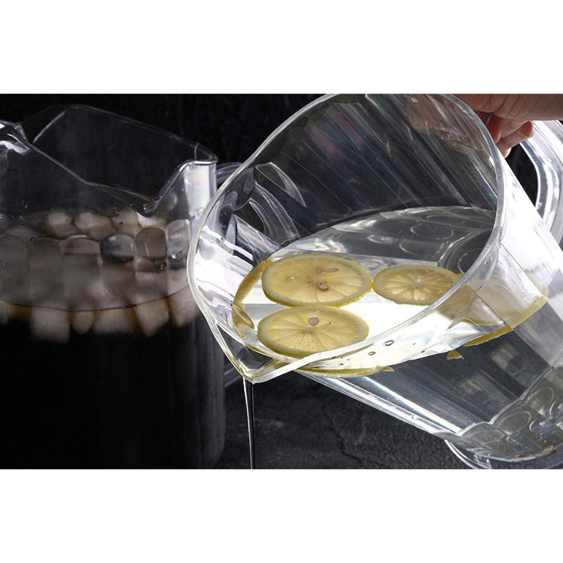 Pichet à eau en plastique en polycarbonate Resturant-Grade (3 becs (transparent), 60 oz (ensemble de 12))