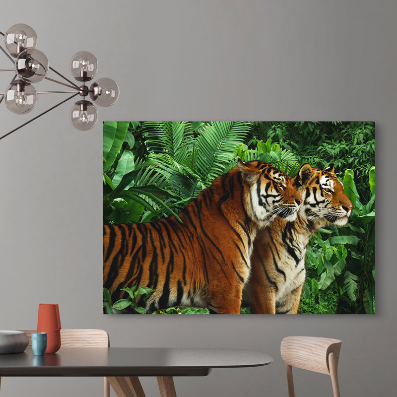 Two Bengal Tigers - Wrapped Canvas Print, 60cm H x 80cm W x 4cm D