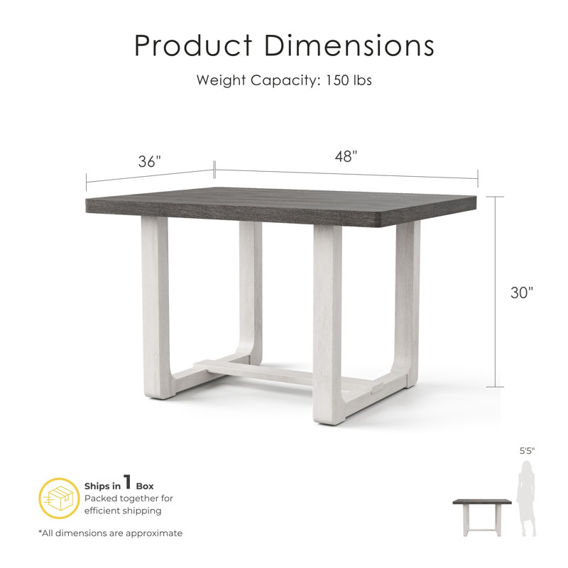 Trell 48"W Rectangular Dining Table, Gray Wood