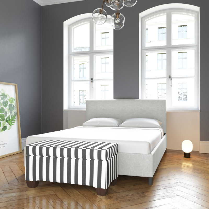 Eisley Upholstered Platform Bed, King, Zuma Pumice Textured Linen