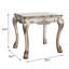 Table de bout carrée rétro blanc cassé avec motifs délicats et piédestal