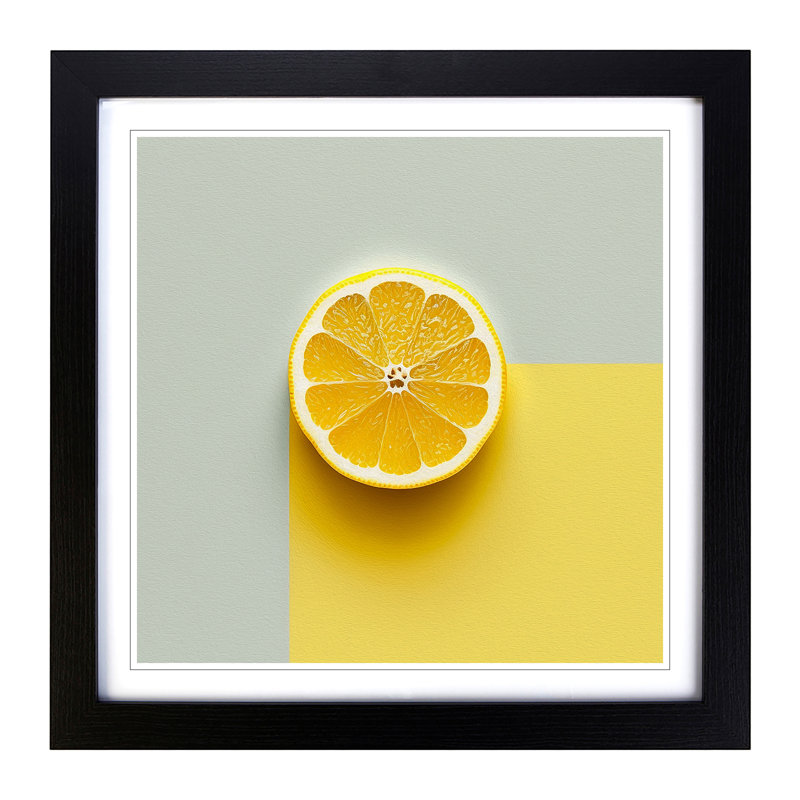 Lemon Fruit Minimalism - Framed Print, Black Framed