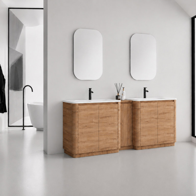 Meuble-lavabo autoportant Pebble, Brun, 84"