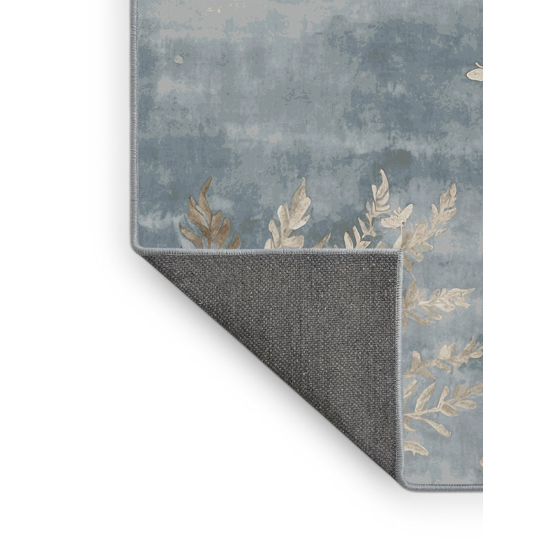 Tapis bleu soyeux et moelleux, Rond 4 pi