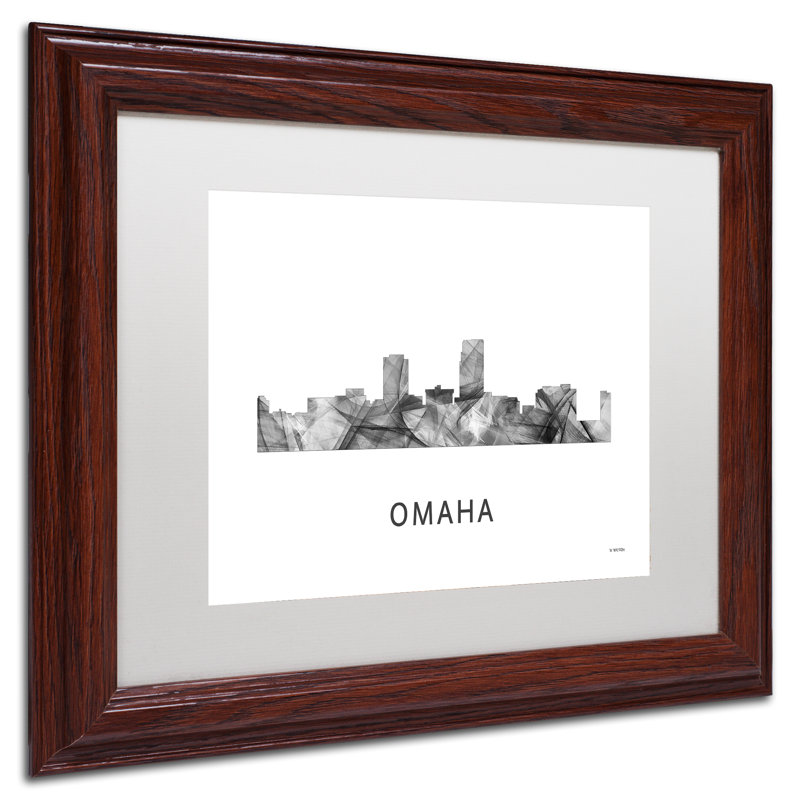 « omaha nebraska horizon wb-bw » par marlene watson, impression encadrée, H 11 po x l 14 po x P 0,5 po, Encadrement brun