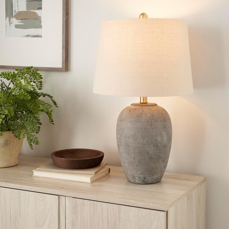 23" Greyish Brown  Ceramic Table Lamp