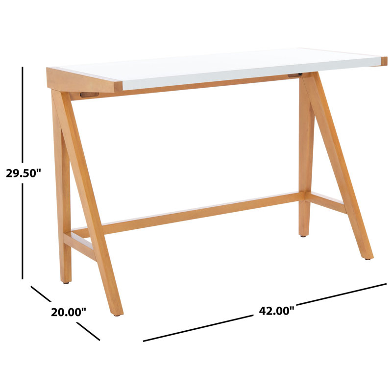 Millhouse Solid Wood Writing Desk, White/Brown