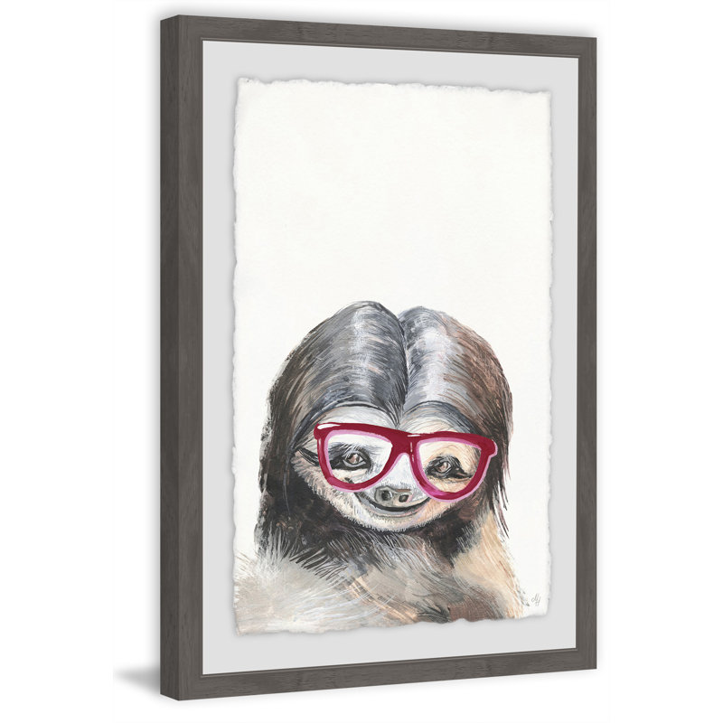 Nerdy Sloth - Single Picture Frame Painting, 61cm H x 41cm W