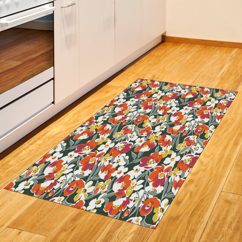 Floral High Density Long Fiber Poly Threads Decorative Area Rug Carpet, Rectangle 2'7" x 5'