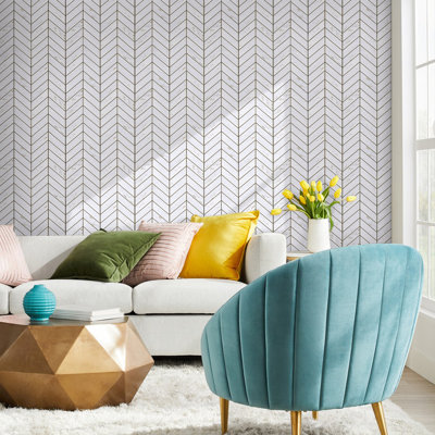 10 Pcs 11.8"x11.8" 3D Faux Wood Herringbone Peel and Stick Wall Panels – Lightweight PVC Tiles for Bedroom, Bathroom, Kitchen Backsplash & Farmhouse Decor (9.7 sq.ft/Box) - White Herringbone