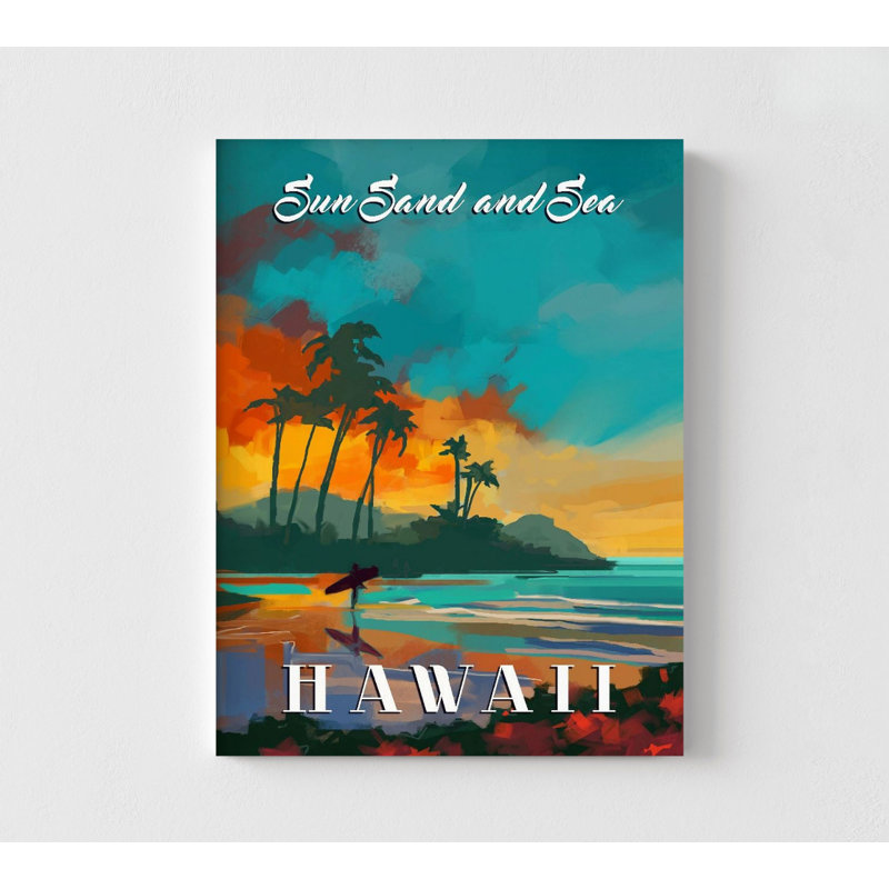 Reproduction d'affiche hawaïenne, décor de plage encadrée, impression de plage tropicale, impression d'affiche de mer, affiche de voyage, art mural Aloha, art mural encadré
