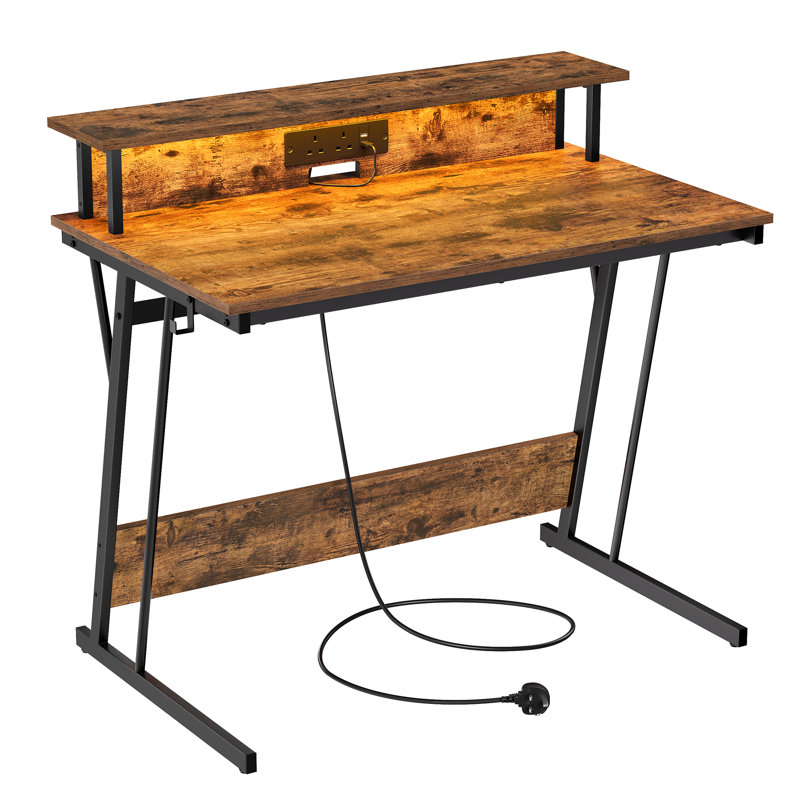 Alcedo Computer Table, Brown, 76cm H x 100cm W x 60cm D