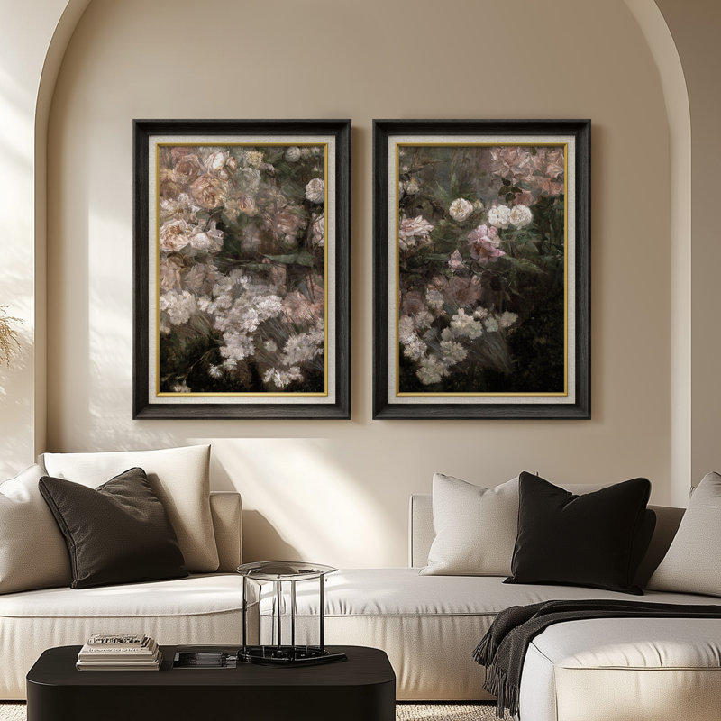 Set of 2 Premium Framed Art Artworks on Premium Canvas with 26"x36" Frame, Black