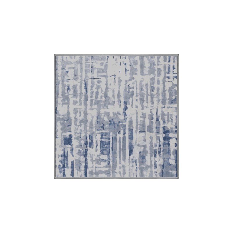 Machine Washable Gray Area Rug, Square 3'