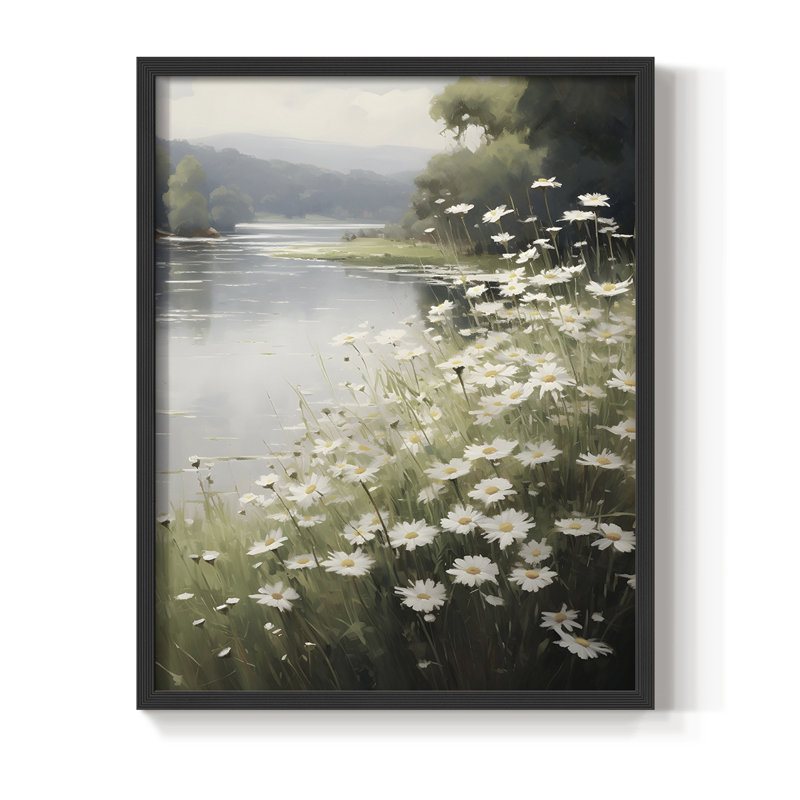 Impression florale rétro CCXCVII, bois massif, Noir, noir, noir, noir, H 30 po x l 24 po