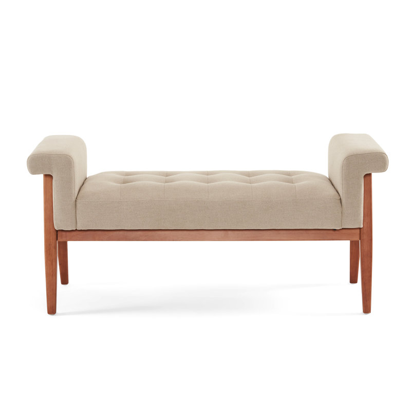 Élégant beige, design, pin et contreplaqué, repose-pieds pour une structure classique de jour tranquille, idéal comme siège supplémentaire dans la chambre à coucher