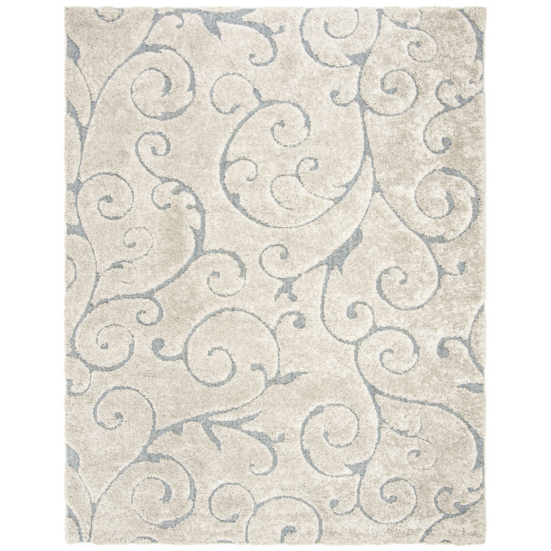 Chaffin Shag Performance Solid Color Rug, Rectangle 2'3" x 5', Beige/Blue Gray