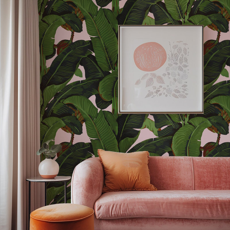 Aada Pink Banana Leaves Wallpaper