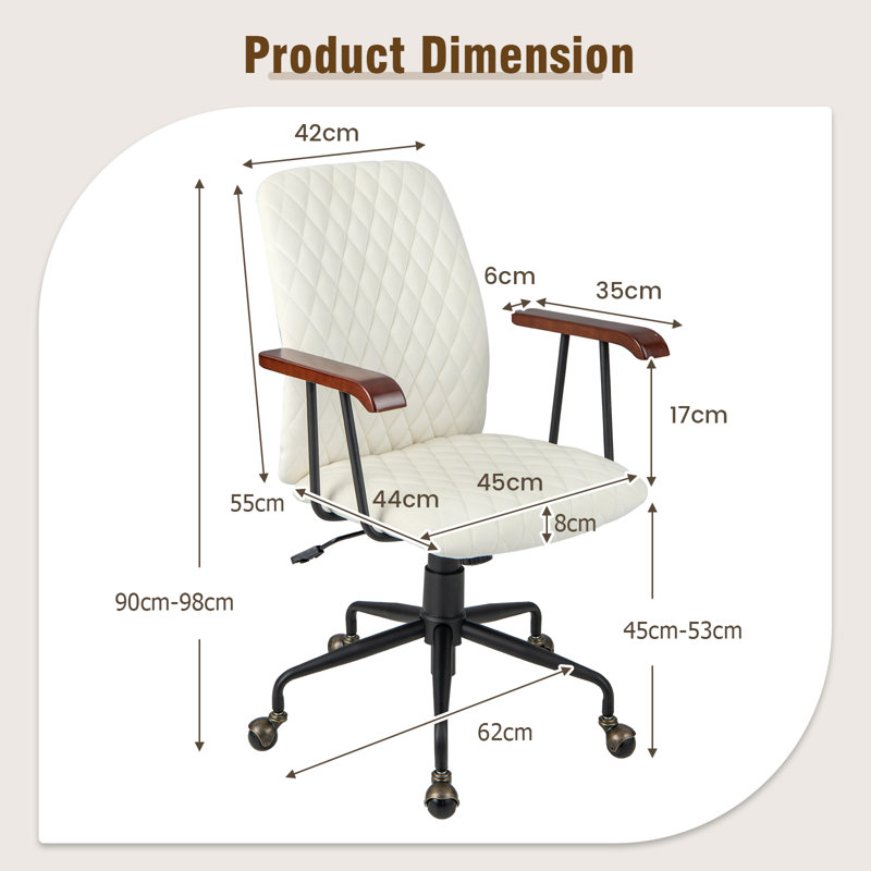 Milaina Velvet Office Chair, Beige