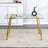 Modern Minimalist Rectangular Dining Table Tempered Glass Top Golden Metal Legs-671437361-671437365