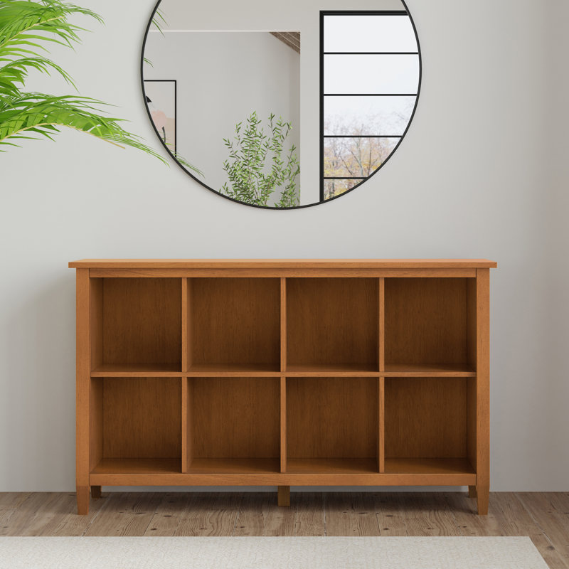 Warm Shaker 57"W Solid Wood Entryway Console Table with 8 Cube Storage