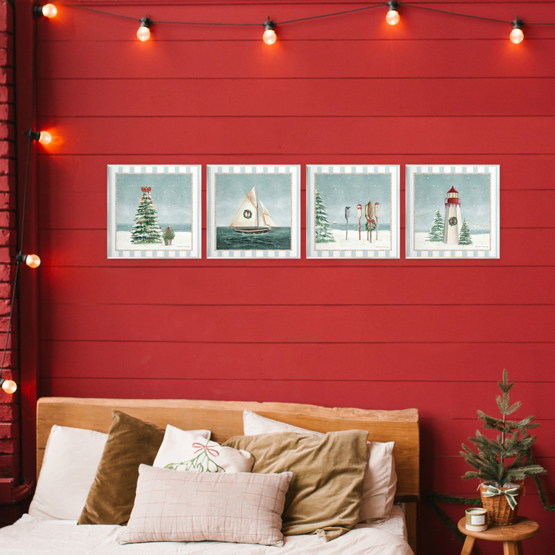 Ensemble de plaques murales 4 pièces Nautical Christmas Scenes, design par Danielle Murray