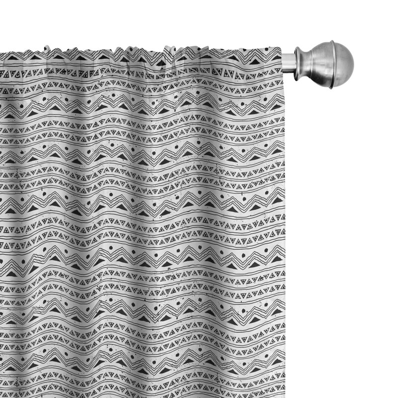 Tribal Geometric Semi-Sheer Rod Pocket Curtain Panels, 28" x 95"