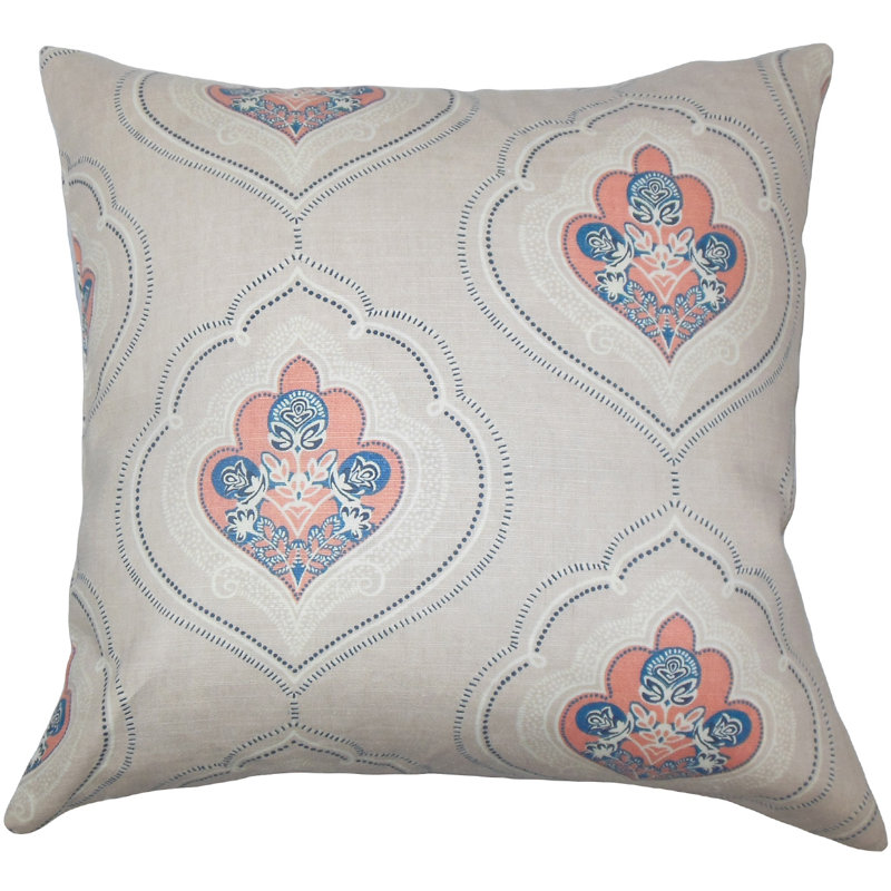 Housse de coussin décoratif floral aafje, 20 po x 20 po, Corail