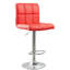 Tabouret de bar rouge (2), avec revêtement en similicuir et siège réglable avec tabouret pivotant (2) - avec rembourrage en mousse et base chromée pour un confort accru