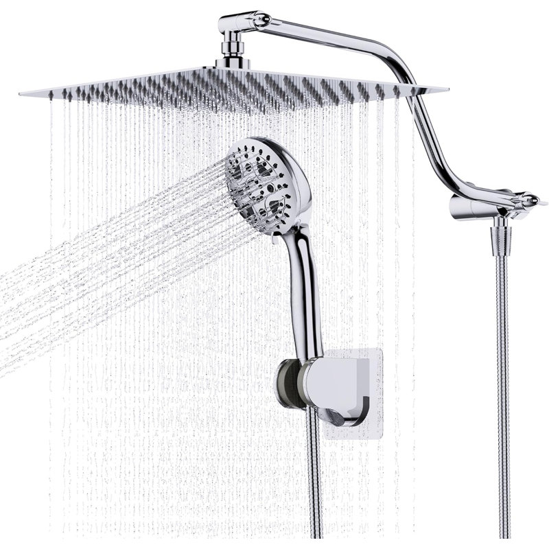 Pomme de douche à pluie double 1,75 GPM GPM, Chrome