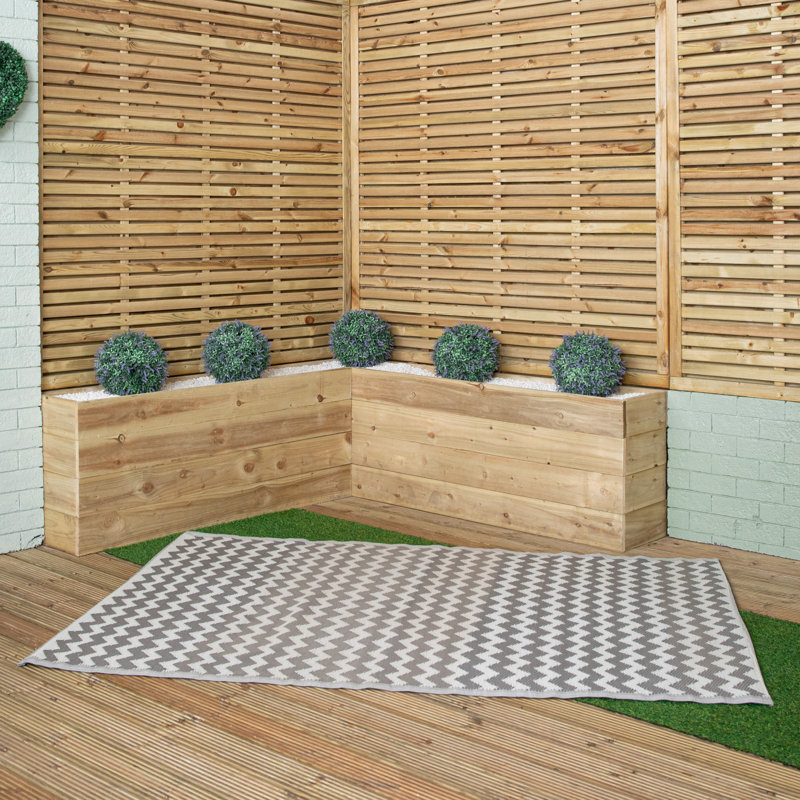 Gillian 1.5M X 2.1M Atlantis Large Outdoor Alfresco Patio Rug Mat, Grey/White