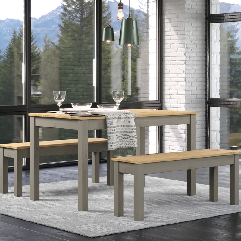 Poppy-Jane Solid Wood Bench, Gray Wash Color Stain