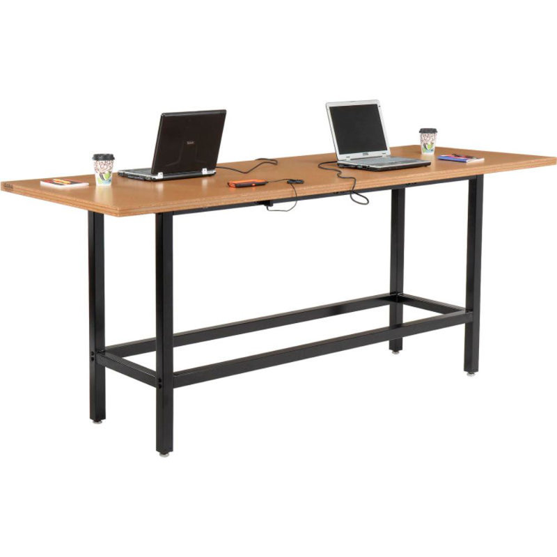 Metal Base Writing Desk with Power Outlet, 42" H  x 92" W x 36" D