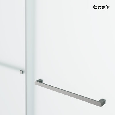 Porte de douche coulissante double sans cadre avec verre givré l 44-49 "x H 76"