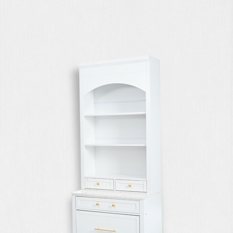 Garde-manger 83,8 po avec rangement solide (ensemble de 2), Blanc, Doré