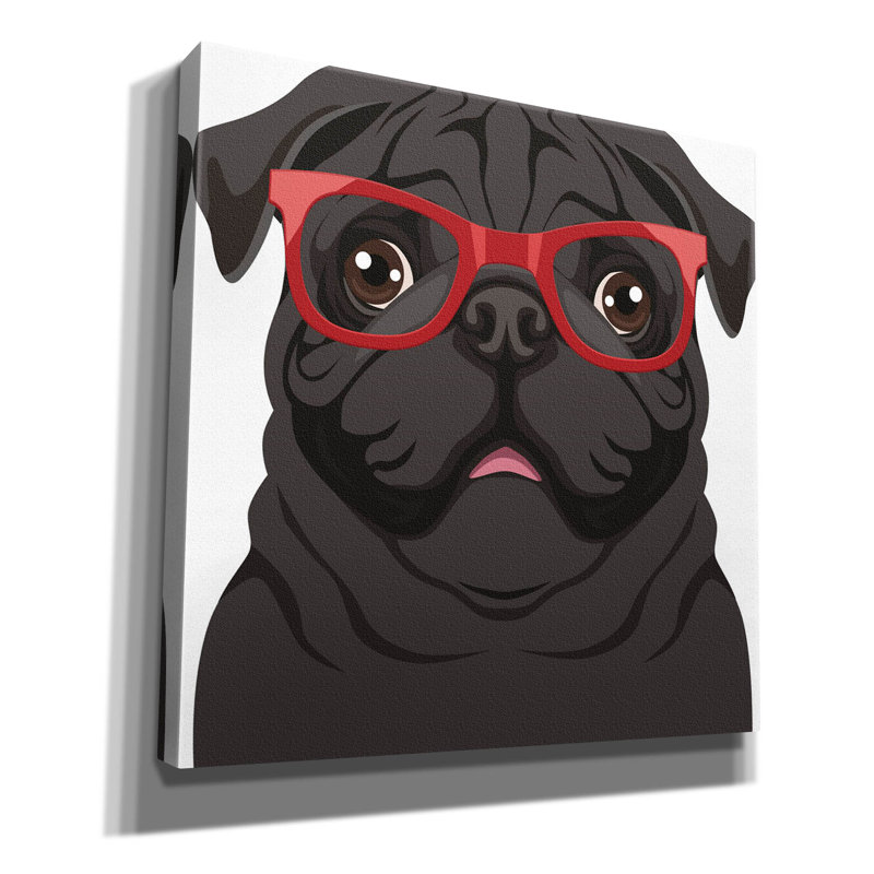 "Carlin portant des lunettes de hipster 5" par Furbaby Affiliates, H 18 po x l 18 po x P 0,75 po