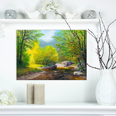«Summer Forest in Beautiful River - Landscape», peinture