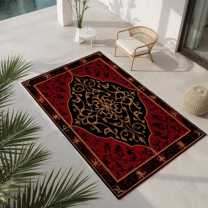 Tapis intérieur et extérieur Heraldic Ornament, Rectangle 1 pi 6 po x 2 pi 6 po
