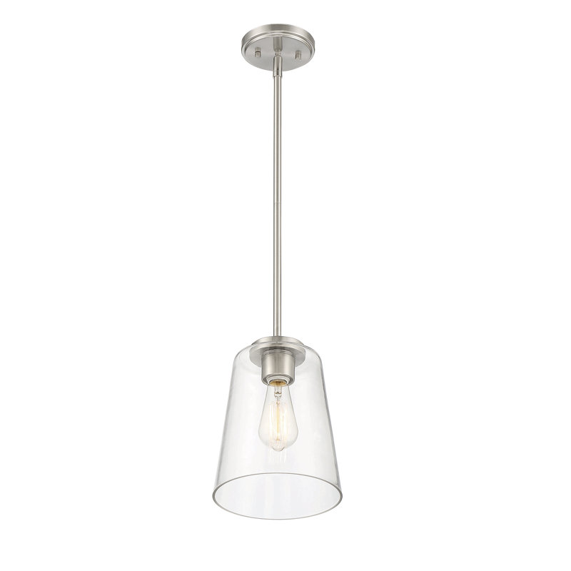 Luminaire suspendu conique à 1 lumière Macklin, Nickel satiné