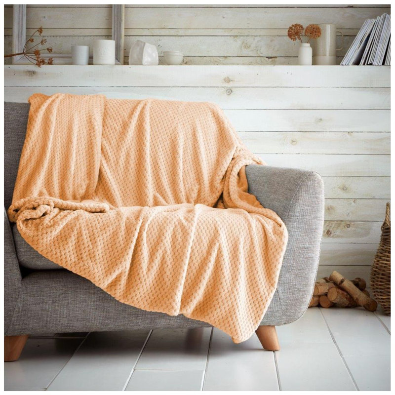 Teddy Popcorn Waffle Throw Blanket Soft Warm Cosy Lightweight Waffle Decorative Blanket for Sofa Couch Bed Bedroom Living Room