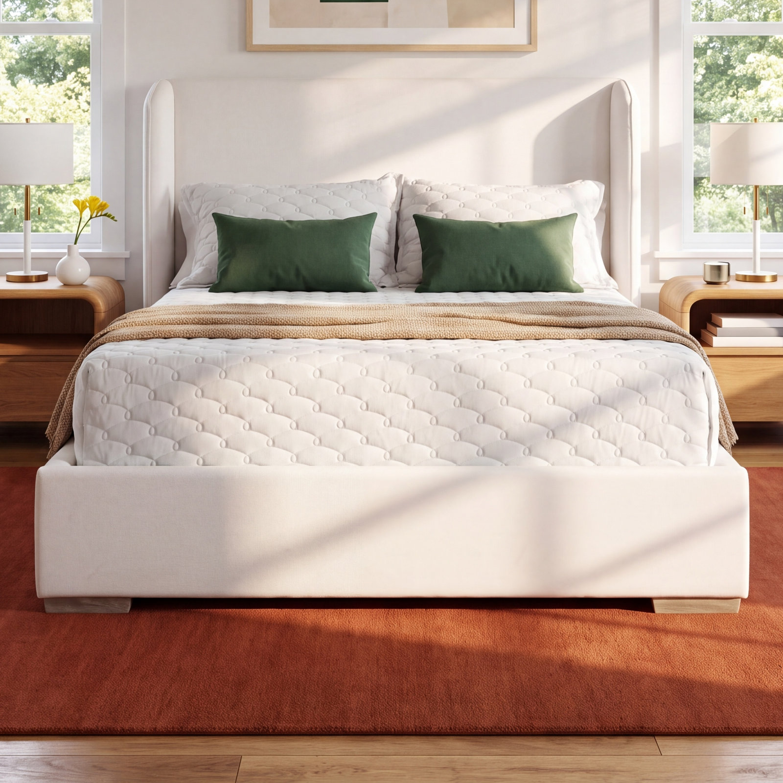 Italia Wingback Oak Bed, California King