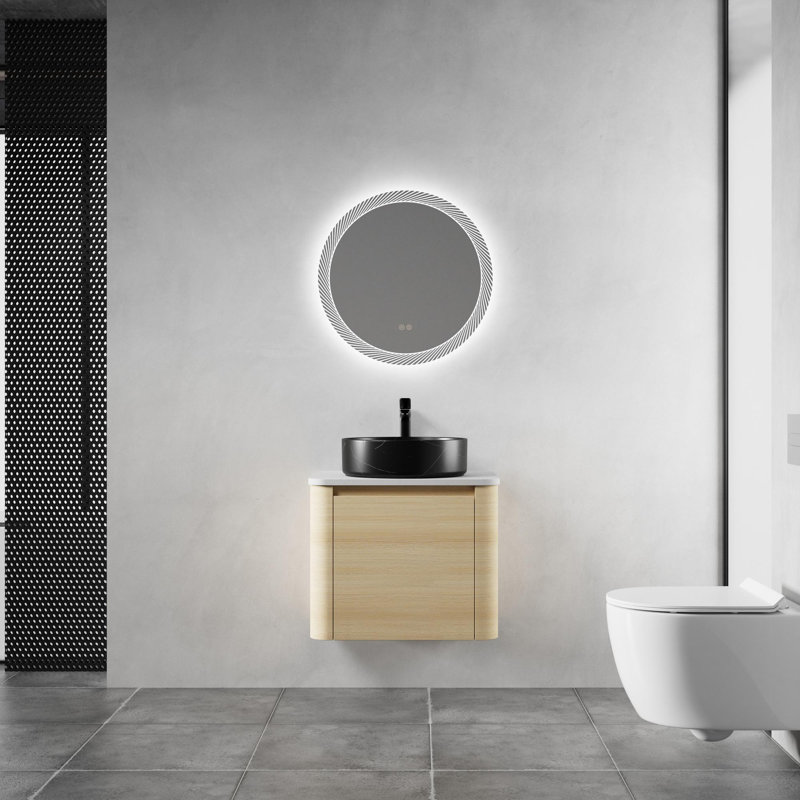 Meuble-lavabo mural avec lavabo en céramique, Noir / blanc