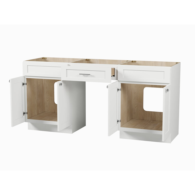 Ensemble de meuble-lavabo double 72 po avec bureau Disar, White